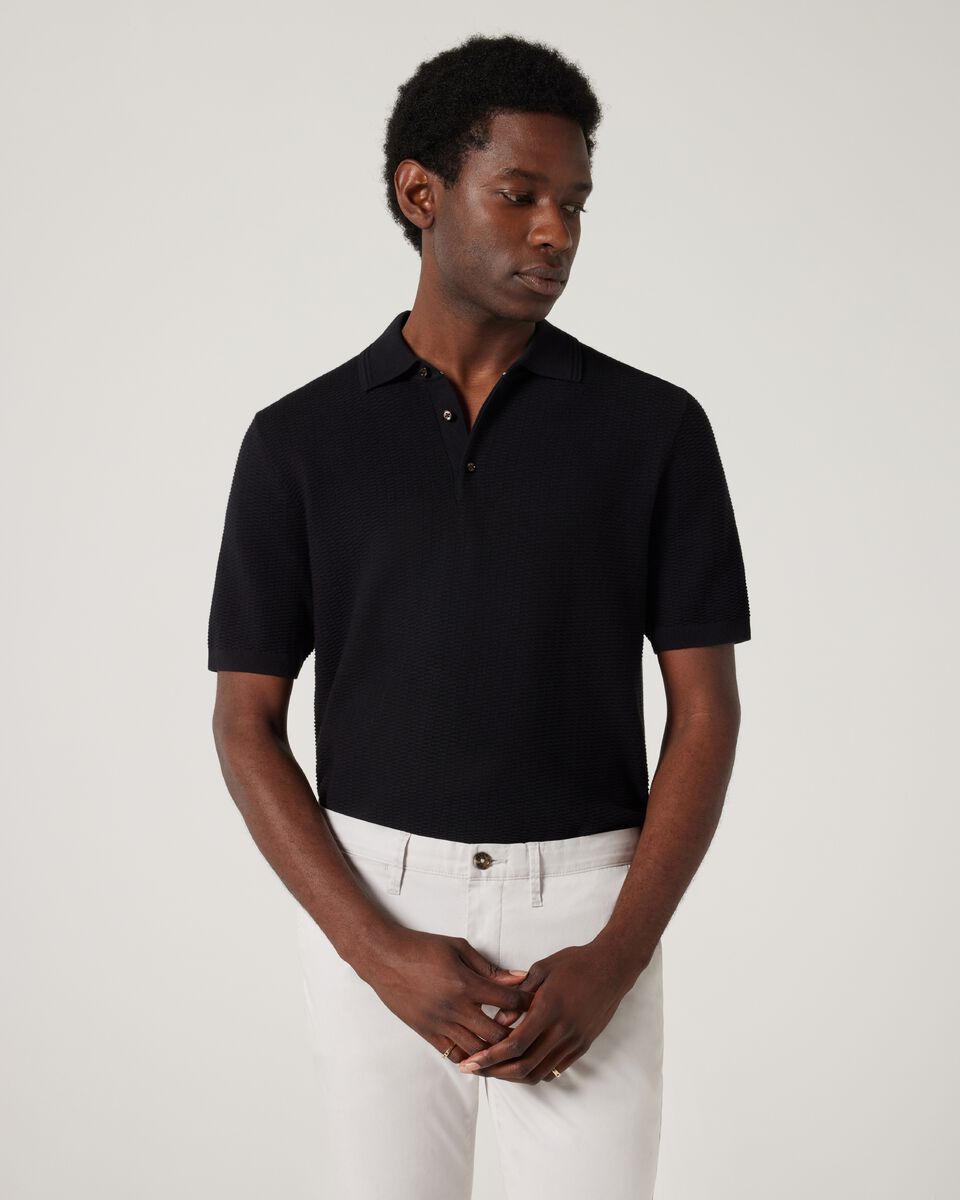 Fashion Polo Knit, Black, hi-res
